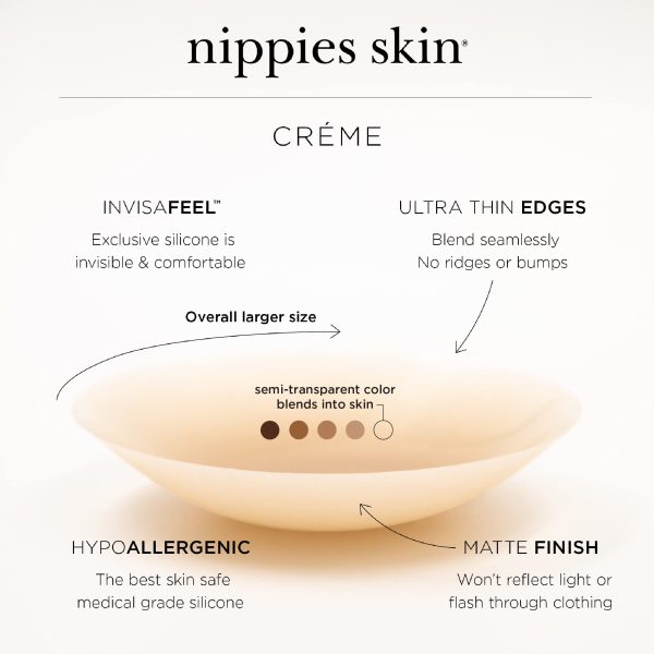 Nippies Non-Adhesive Bra Liner Nipple Covers for Women – Reusable Silicone No-Show Inserts Bra Pad Enhancements with Travel Box - Creme - Image 7