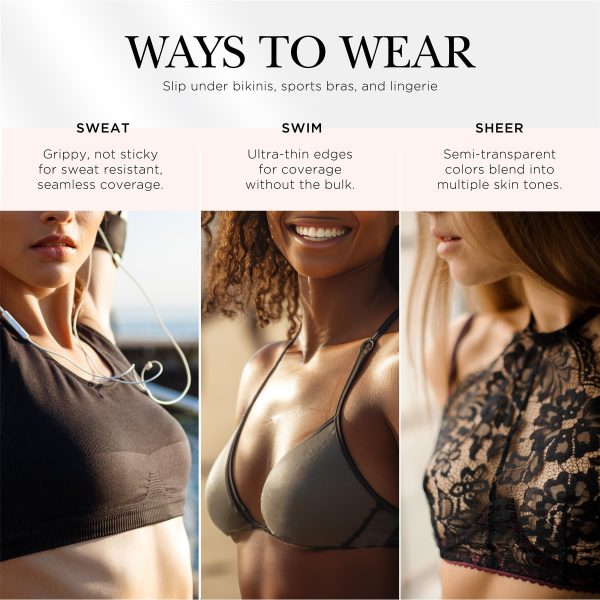 Nippies Non-Adhesive Bra Liner Nipple Covers for Women – Reusable Silicone No-Show Inserts Bra Pad Enhancements with Travel Box Caramel - Image 4