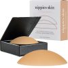 Nippies Non-Adhesive Bra Liner Nipple Covers for Women – Reusable Silicone No-Show Inserts Bra Pad Enhancements with Travel Box - Caramel